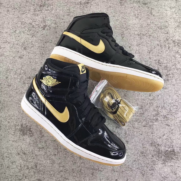 Authentic Air Jordan 1 Black Metallic Gold